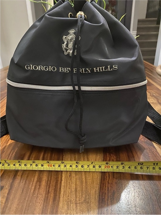 Giorgio Beverly Hills Handbags - Vintage Giorgio Beverly Hills Black Drawstring Backpack